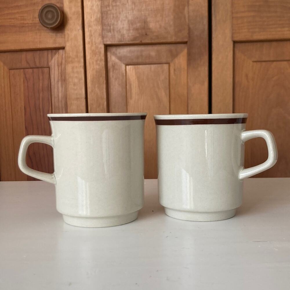 Vintage Stoneware Coffee Cups Made in Japan, Set of 2